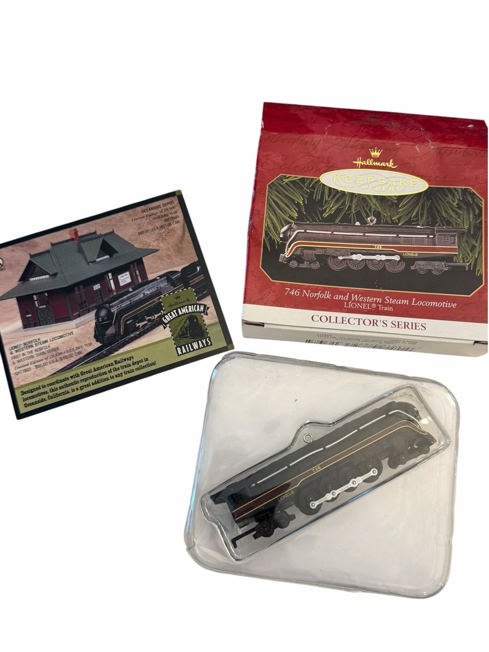 1999 Lionel Hallmark Ornament 746 Norfolk and Western Steam Locomotive Train VTG